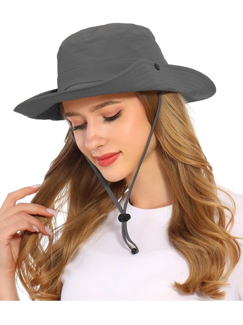 Rulala Fancy Solid Packable Sun Hat for Women and Men Wide Brim Waterproof Beach Bucket Hats UPF 50+ (Gray)