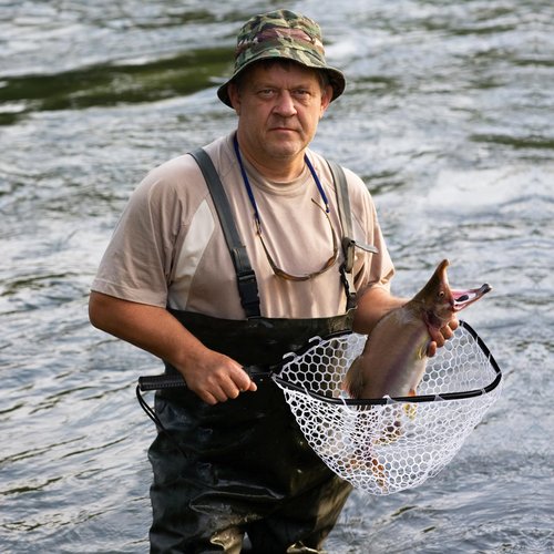 Hipicute Foldable Fish Net for Trout, Fly Fishing Landing Net, Trout Fishing Nets with Handle, Soft Rubber Mesh Net, Easy Catch & Release Fish, Fishing Net for Stream Shore Kayaking Fishing
