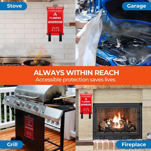 Emergency Fire Blanket for Home and Kitchen (2-Pack) Fireproof and Fire Suppression Blanket | 40"x40" Fiberglass Fire Blankets for Home Safety, Camping, and Office - Fire Retardant Blankets for Fires