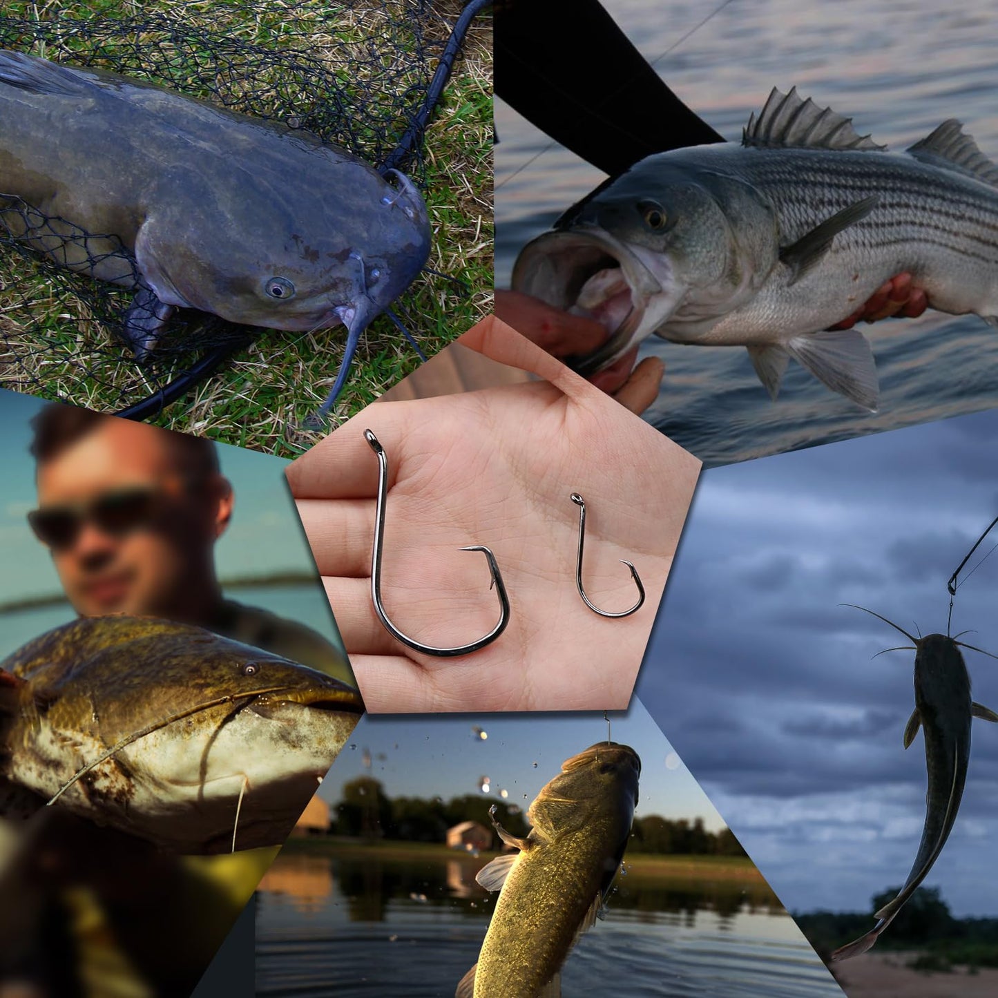 FishTrip Octopus Circle Hooks Saltwater - 50pcs Fishing Catfish Hook,Offset Fish Hooks for Rigs Size 1 2 4 6 1/0 2/0 3/0 4/0 5/0 6/0 7/0 8/0 9/0 10/0 (1#_50pcs)