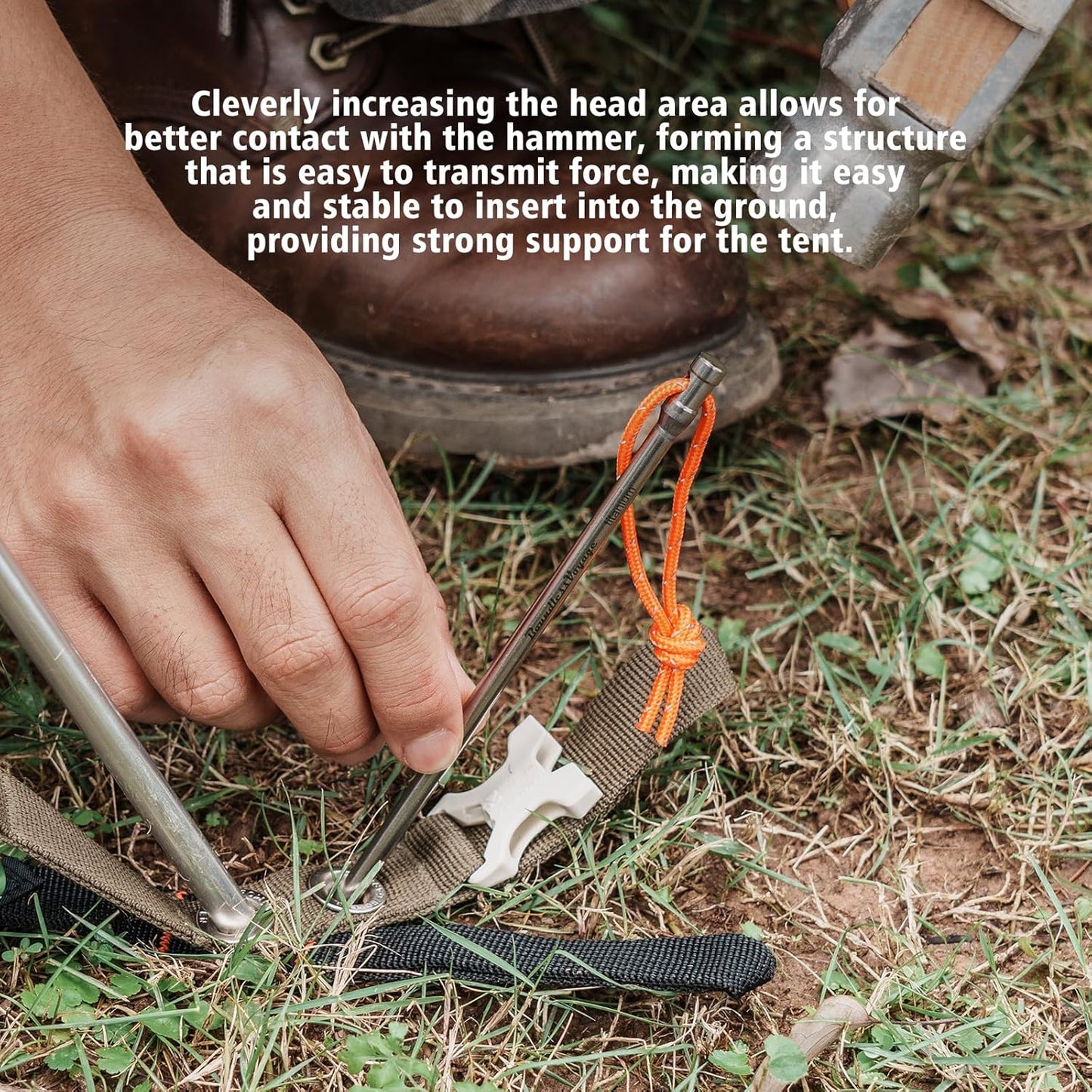 iBasingo 8 Pieces/lot Titanium Alloy Tent Nails Outdoor Camping Tent Stakes Lengthen Tent Pegs 20CM with Rope A-Ti4006P