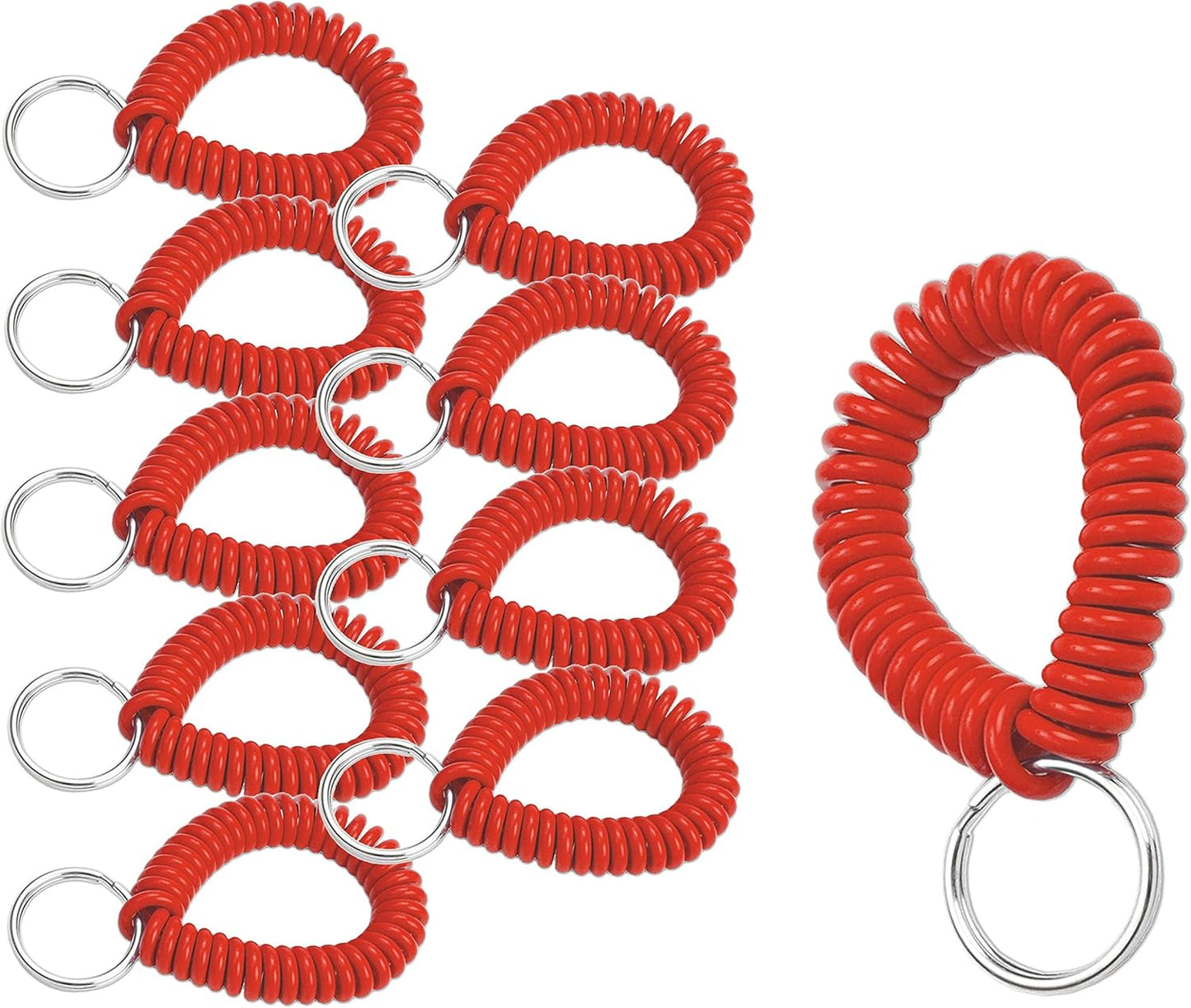ucky Line 2” Spiral Wrist Coil with Steel Key Ring, Flexible Wrist Band Key Chain Bracelet, Stretches to 12”, Purple, 10 Pack (41065)