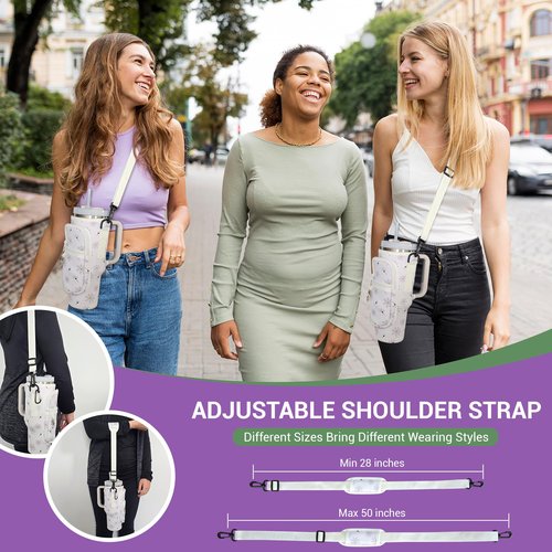 Uniquely Zia Stanley 40oz Tumbler Crossbody Bag with Adjustable Strap, Zipper Pocket and Key Holder (Daisy Print)