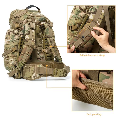 MT Military 3Day Rucksack with External Frame MOLLE Army Medium Ruck, Assault Backpack