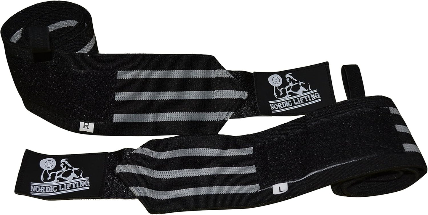 Nordic Lifting Wrist Wraps Super Heavy Duty (1 Pair/2 Wraps) 24" Support for Weight Lifting | Powerlifting | Gym | Cross Training- Weightlifting Thumb Loop - Men & Women