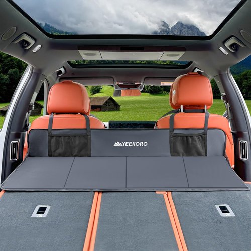 YEEKORO Car Rear Seat Mattress Extension Plate, Foldable Car Back Seat Extender，Portable Mattress for Sleeping, Increase Travel Trunk Space and Car Bed Camping Space for Car, SUV, Model Y/3