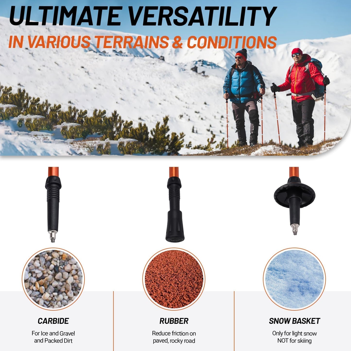 Aluminum Alloy Trekking Poles Collapsible Hiking Poles - Trekking Sticks with Quick Lock System Lightweight for Hiking, Camping