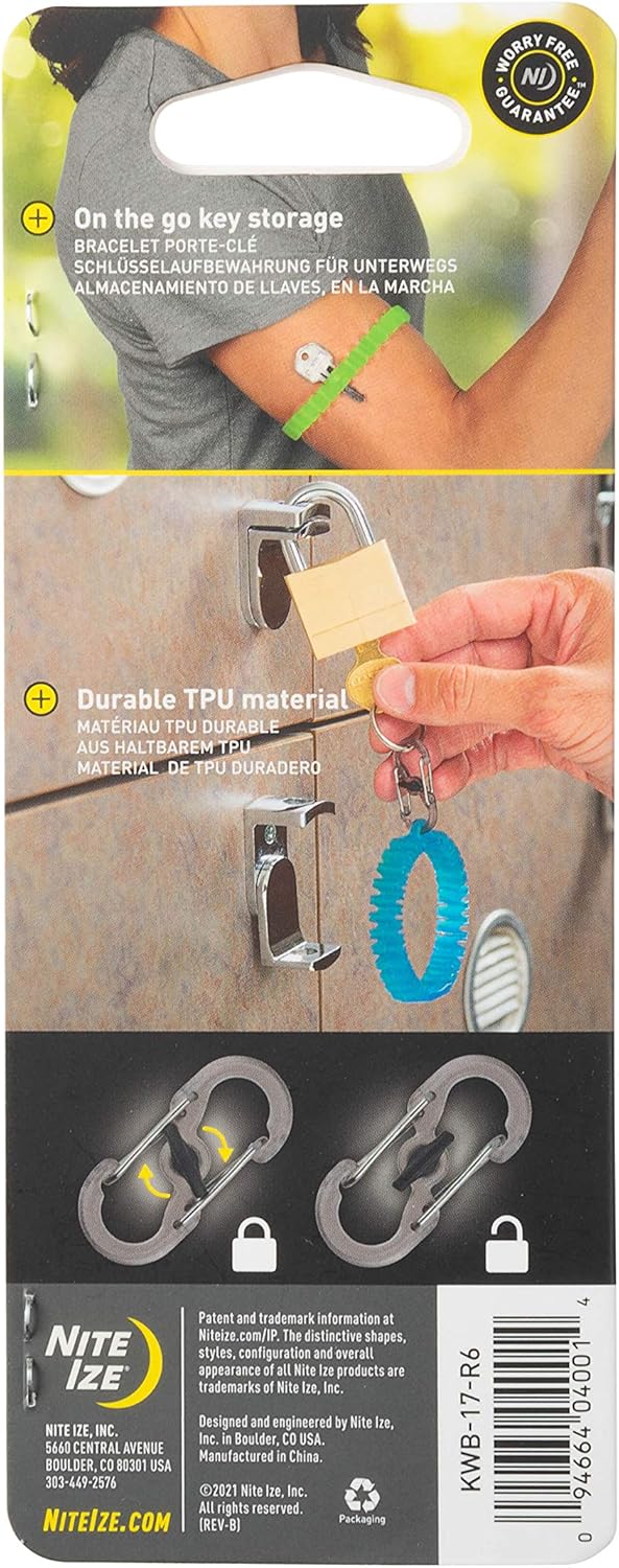 Nite Ize KWB-03-R6 Key Band-It, Stretch Wristband Key Chain With S-Biner Clip, Blue