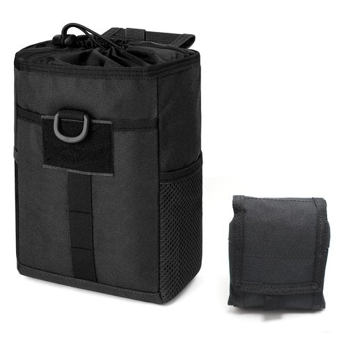 Molle Dump Pouch Roll-Up Drawstring Magazine Utility Pouch Folding Dump Bag (Black 1 pc)
