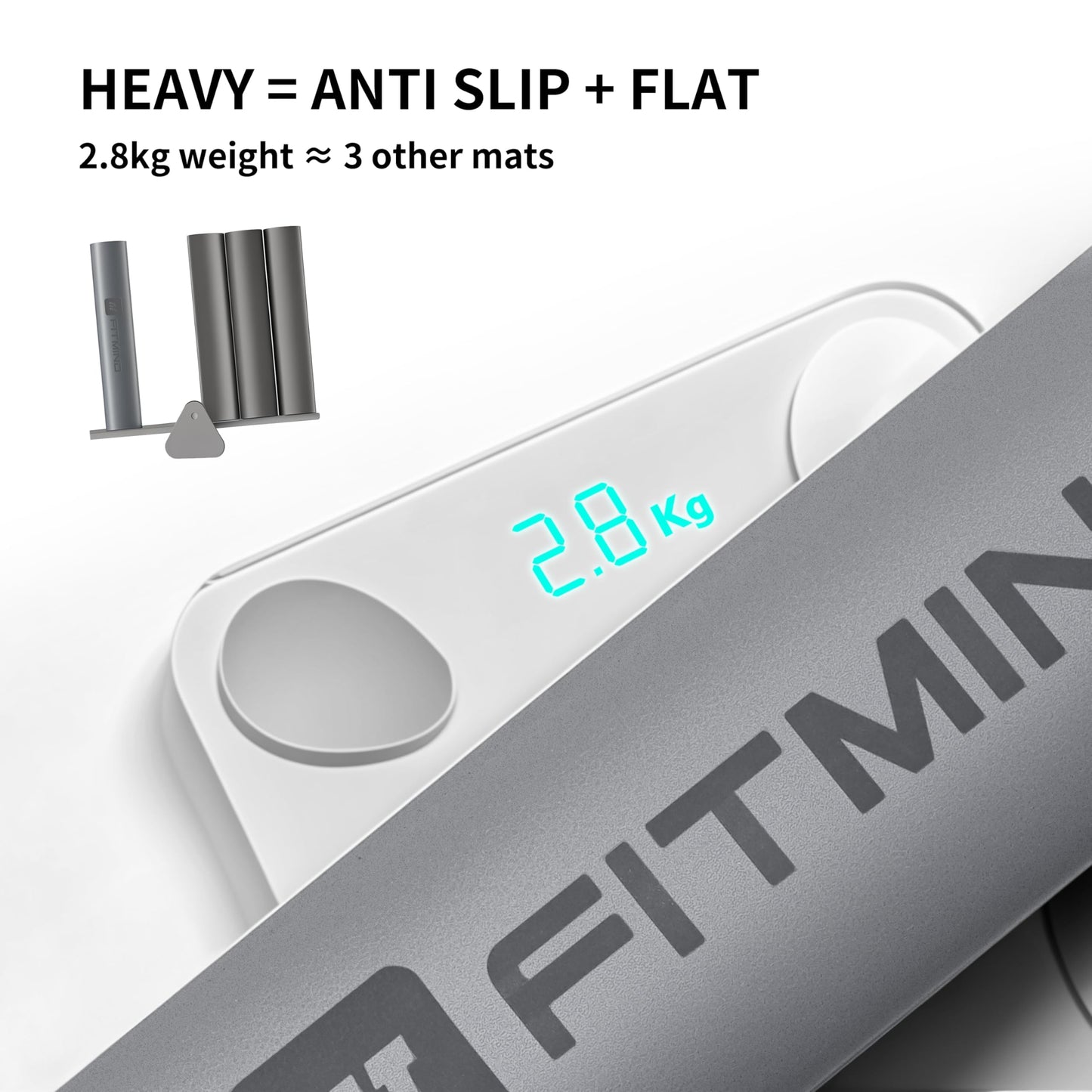 FITMIND Professional PU Rubber Yoga Mat, Double-Sided Non Slip Sweat Resistant Exercise Mat for Men Women, Comfortable Extra Long & Wide for Yoga, Pilates, Fitness, Home Gym, 72"×26.8"×0.18"(4.5mm)Thick