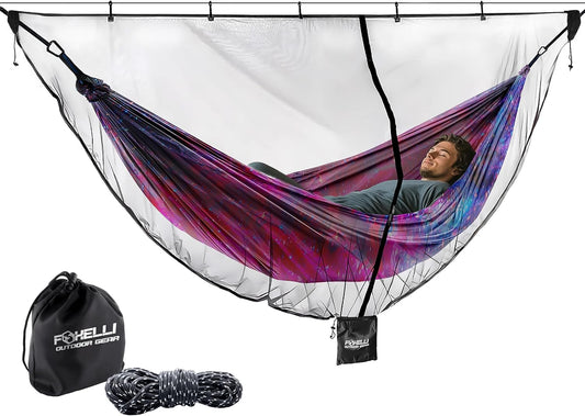 Foxelli XL Hammock Net – 12ft Net for Hammocks, Lightweight Portable Hammock Netting, Fast and Easy Set Up, Fits All Camping Hammocks