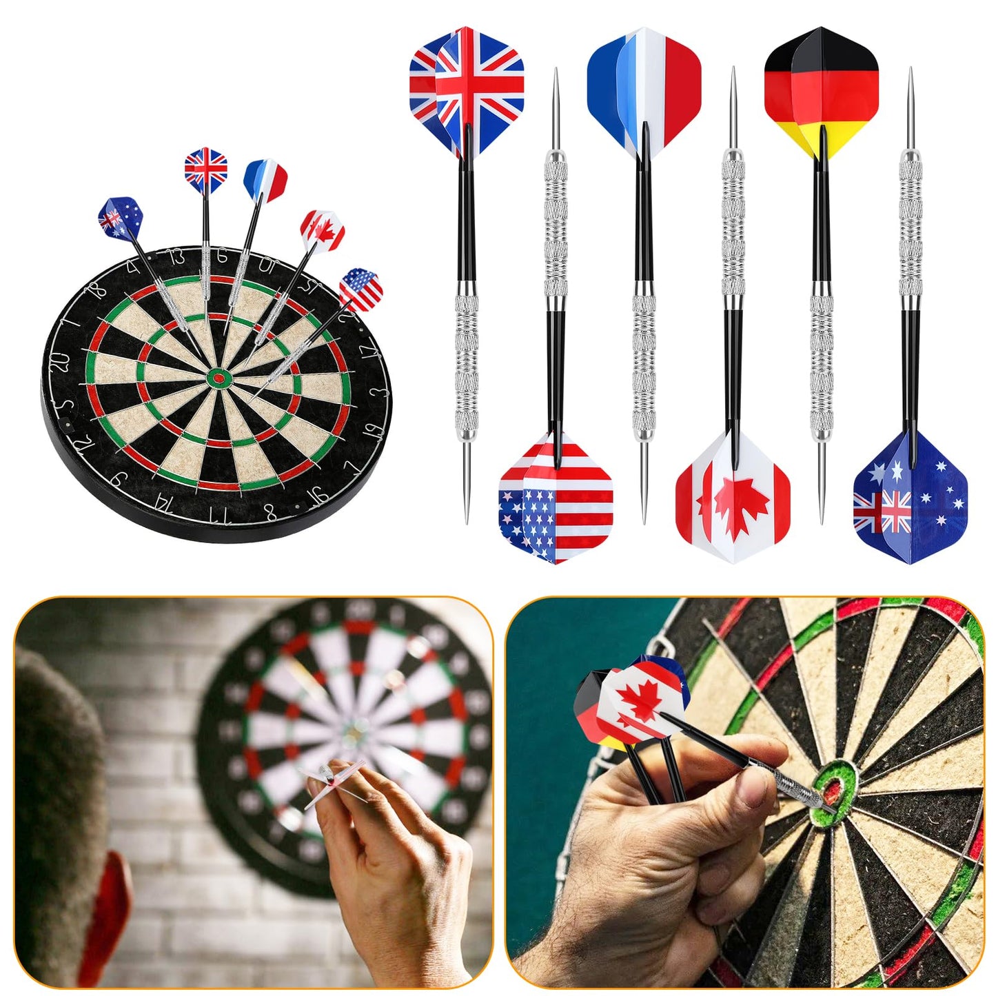 Accmor Metal Tip Darts, Steel Tip Darts, 14 Grams Professional Metal Darts, Darts Metal Tip Set, Metal Darts for Dartboard, 18 pcs ﻿