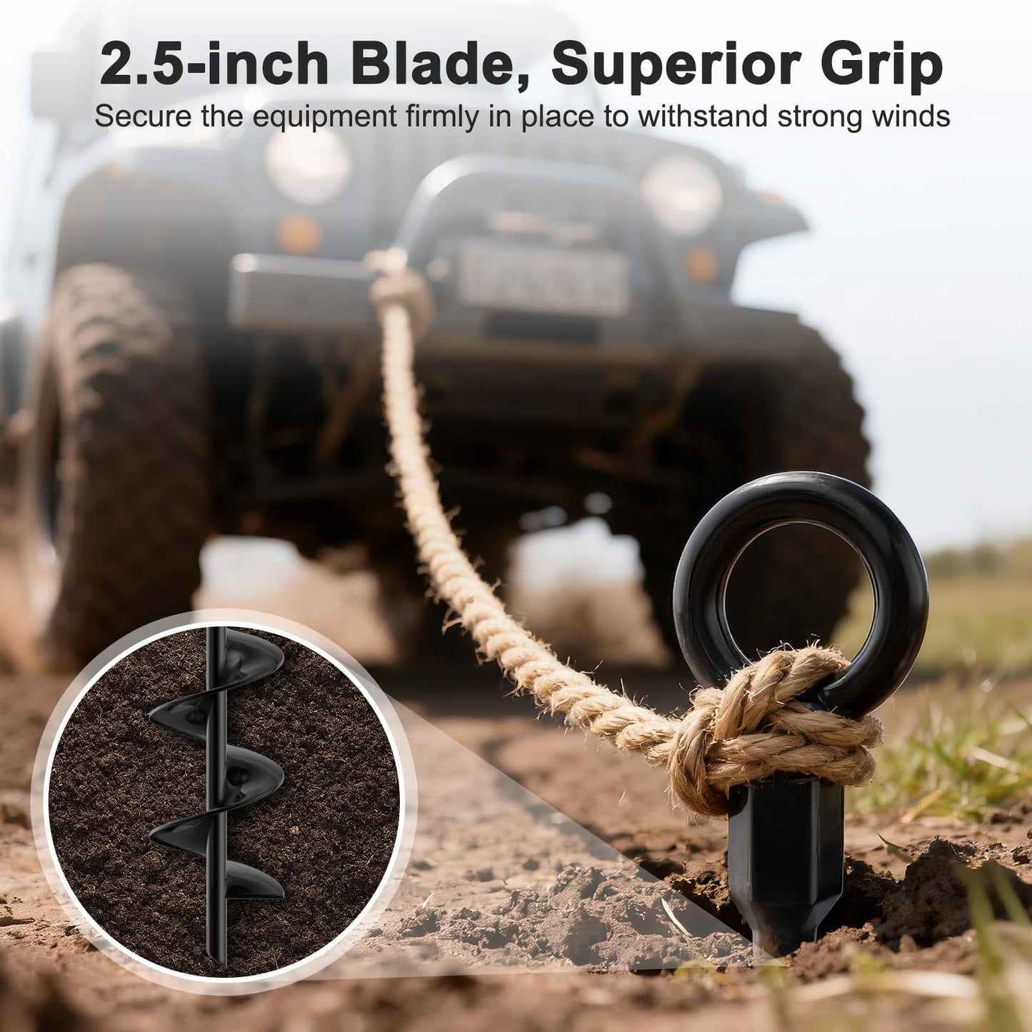 Housolution 18" Trampoline Stakes, 4 Pack Heavy Duty Ground Anchors with Safety Belts, Trampoline Accessories Resist High Wind, Ground Stakes for Camping Tents, Trampolines, Canopies, Swing Set, Shed