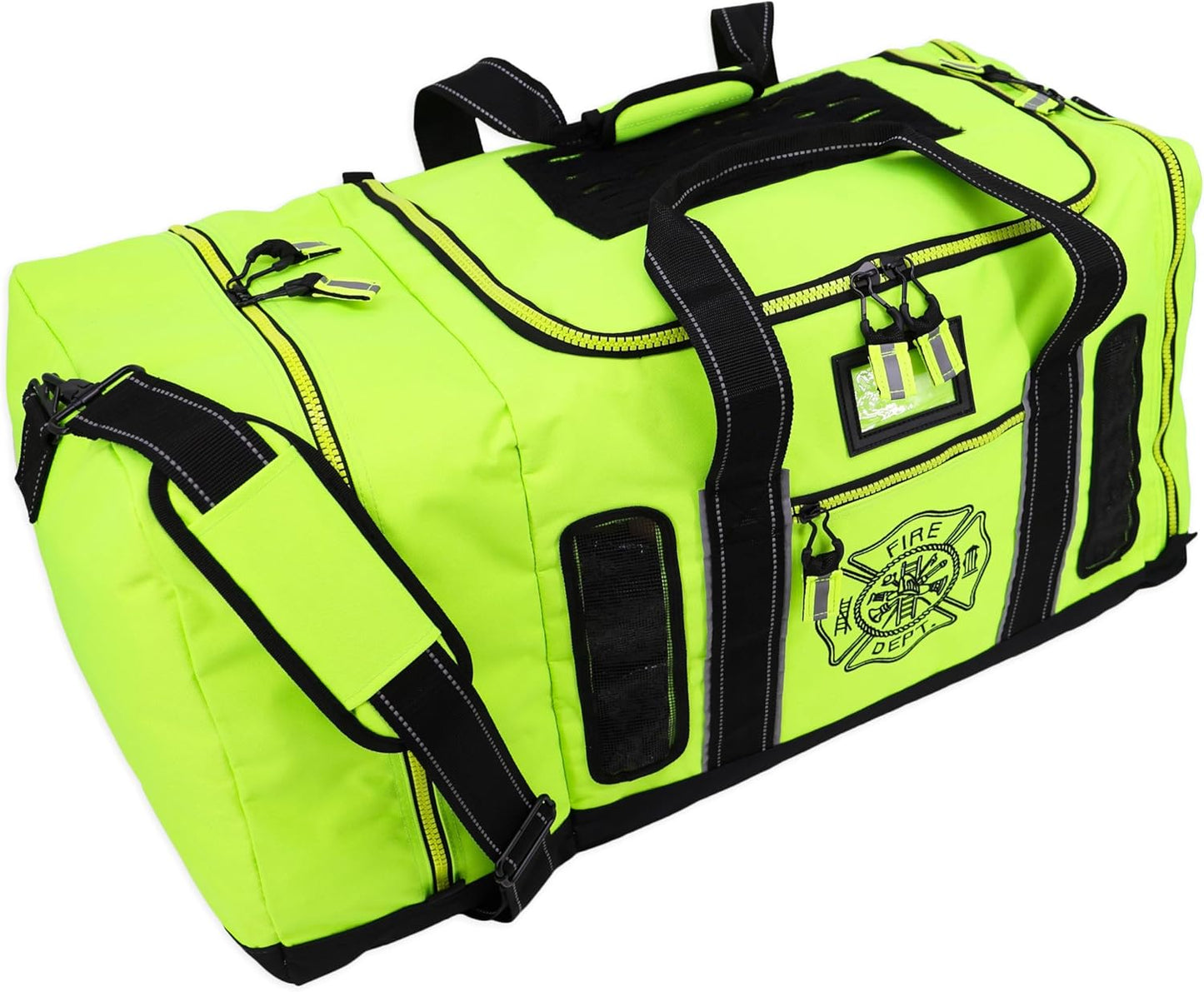 Lightning X Products Newly Redesigned Firefighter Fireman Quad-Vent Turnout Gear Bag with Helmet Compartment, Mesh Vents & Maltese Cross for First Responder (Red)