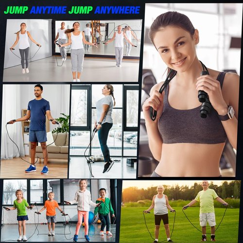 HyDren 24 Pieces Jump Ropes for Fitness with Ball Bearings Speed Jumping Bulk Adjustable Skipping Rope with Foam Handles for Men Women Cardio Training