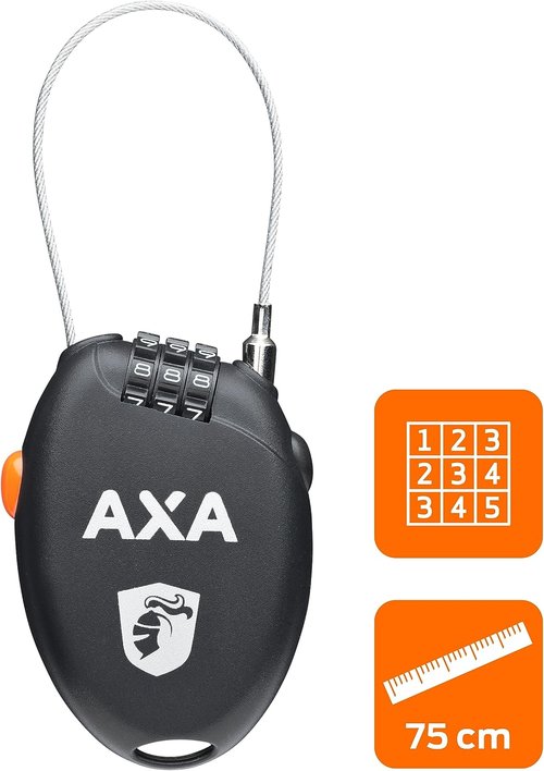 AXA Roll Bike Cable Lock - Black, 750 mm x 1.6 mm