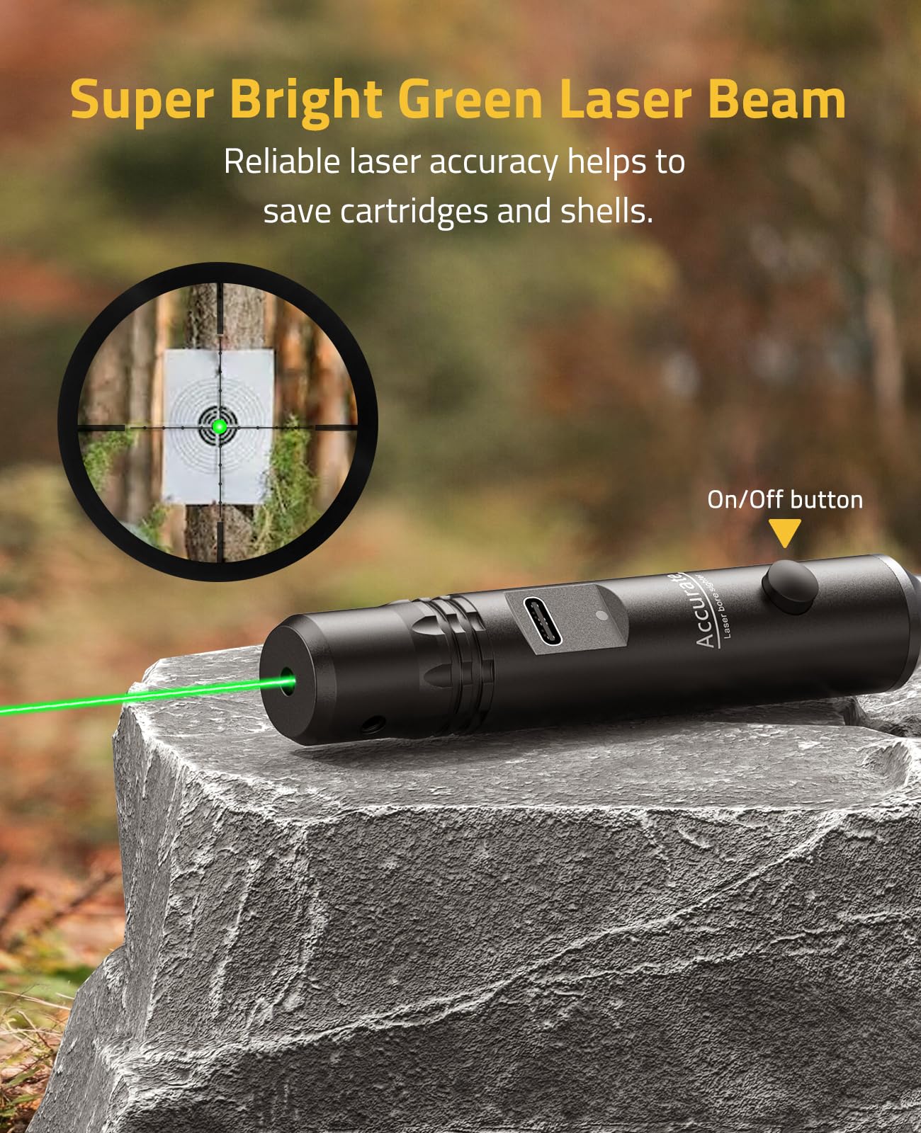 CVLIFE Rechargeable Bore Sight Laser Kit with 64 Adapters fit 0.17 to 12GA Calibers, Professional Green Laser Bore Sight with Button Switch, Powerful Choice for Hunting Bore Sight Tool