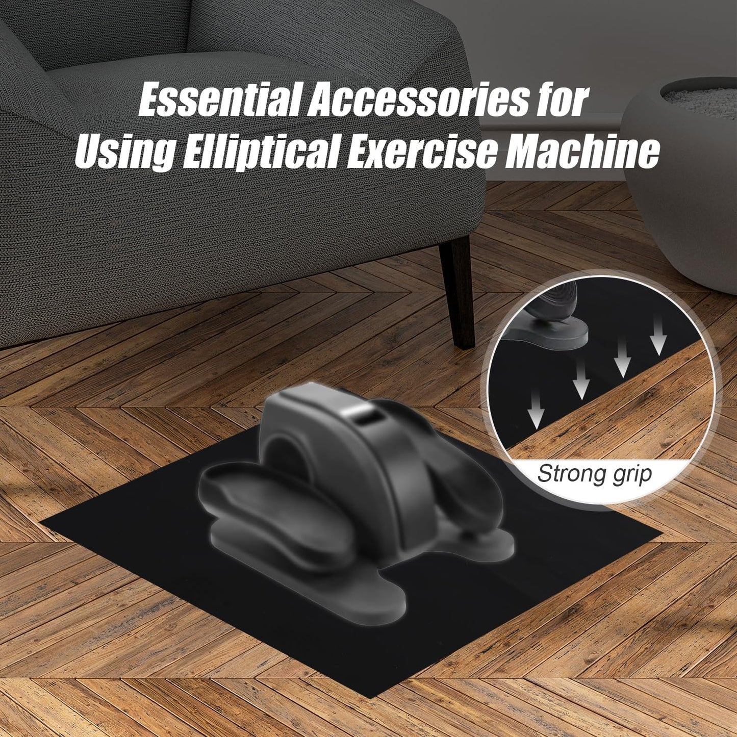 Anti-Slip Mat for Ellipse Leg Exercise Machine, 23.54x21.57 Inches Stable Exercise Equipment Mat for Under Desk Elliptical Machine Perfect for Home Workout Protect Floor