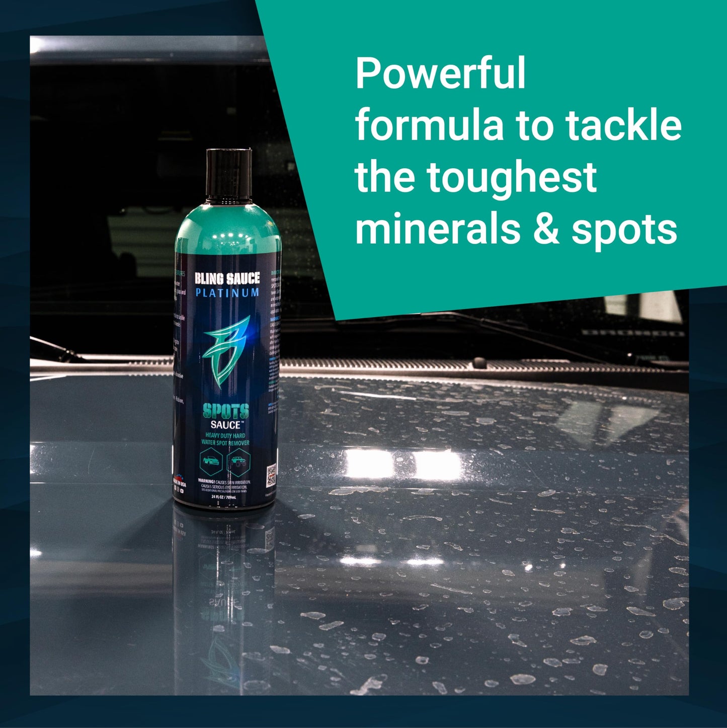 Bling Sauce Platinum Spots Sauce, Heavy-Duty Hard Water Spot Remover for Cars, Trucks, SUVs, 24oz.
