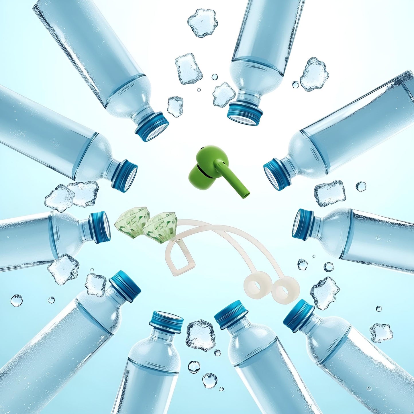 2Pcs Diamond Straw Toppers for Stanley Cup, Silicone Straw Covers Cap for Stanley Cup Accessories, 10mm Tip Cover, Dustproof Drinking Protector for Water Bottles (Green)