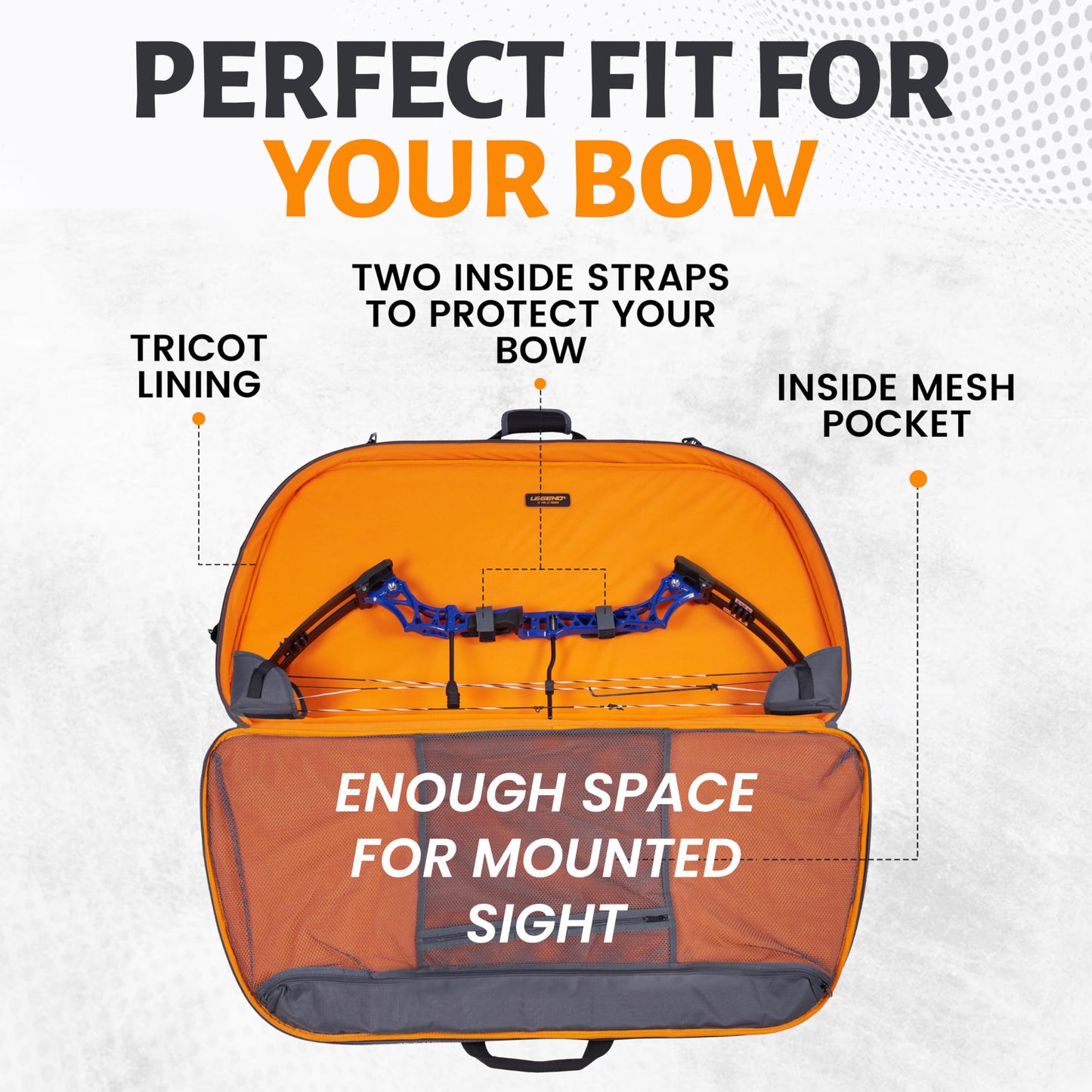 Legend Numa Premium Compound Bow Case - Durable Archery Case with Large Capacity, Compound Soft Bow Cases with Cam protector, Foam Padding, Multiple Mesh Pockets for Archery Accessories - BlackGray