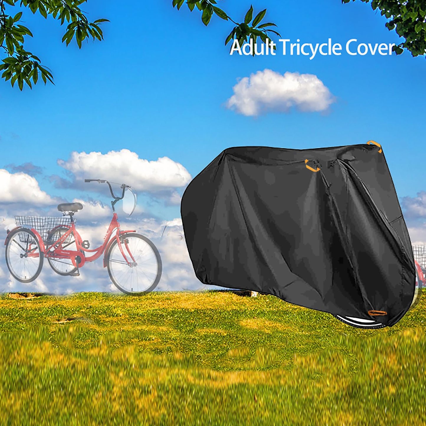 Adult Electric Tricycle Cover,3 Wheel Bike Covers,600D Heavy Duty Outdoor Windproof Waterproof Recumbent Bike Cover,Dustproof Trike Bicycle Bike Covers
