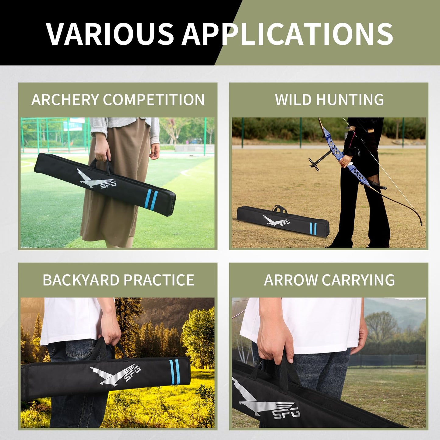 FENJANER Archery Arrow Case - 33"" Portable Soft Compact Arrow Box, Durable Lightweight Arrow Storage Quiver, Outdoor Hunting & Target Shooting Bag, Black