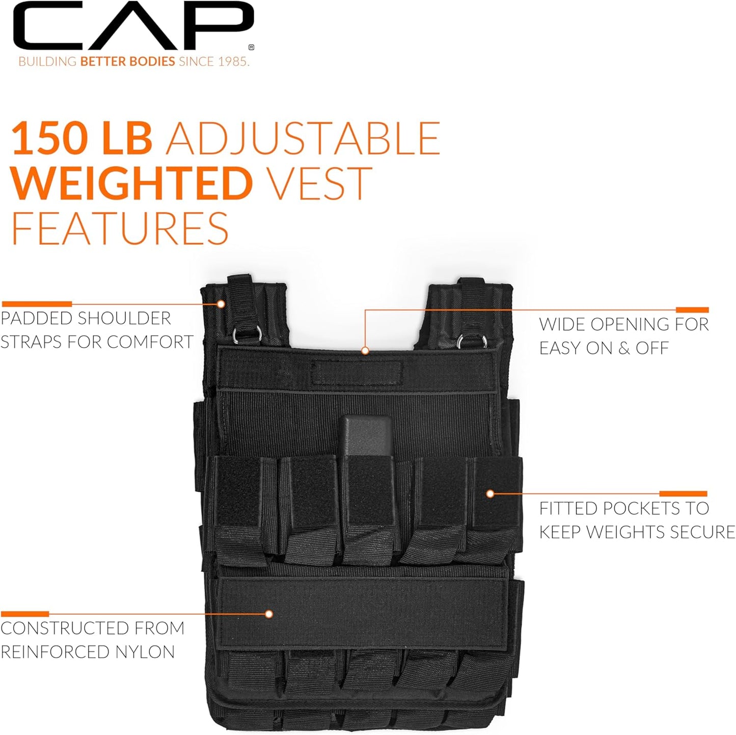 Adjustable Weighted Vest by CAP Barbell | Custom Fit for Enhanced Workouts