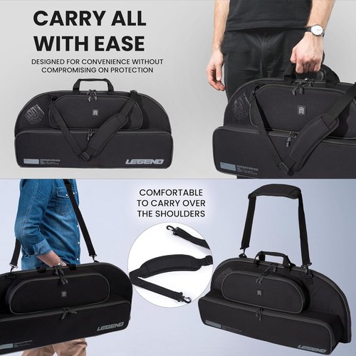 LEGEND Bowarmor Soft Compound Bow Case - Lightweight Youth Bow Bag, Premium Archery Case with Soft Lining, Durable Soft Case with Multiple Pockets, Bow & Arrow Case for Archery Accessories -36 or 45in