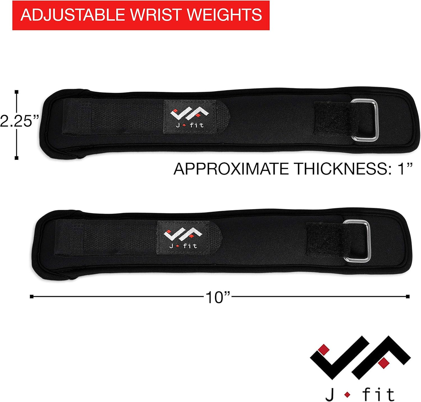 JFIT Wrist Weight Pair – Set of 2, Wrist Straps for Fitness, Walking, Workout – Multiple Size and Weight Options – Comfortable, Breathable, Moisture Absorbent Weight Straps for Men and Women