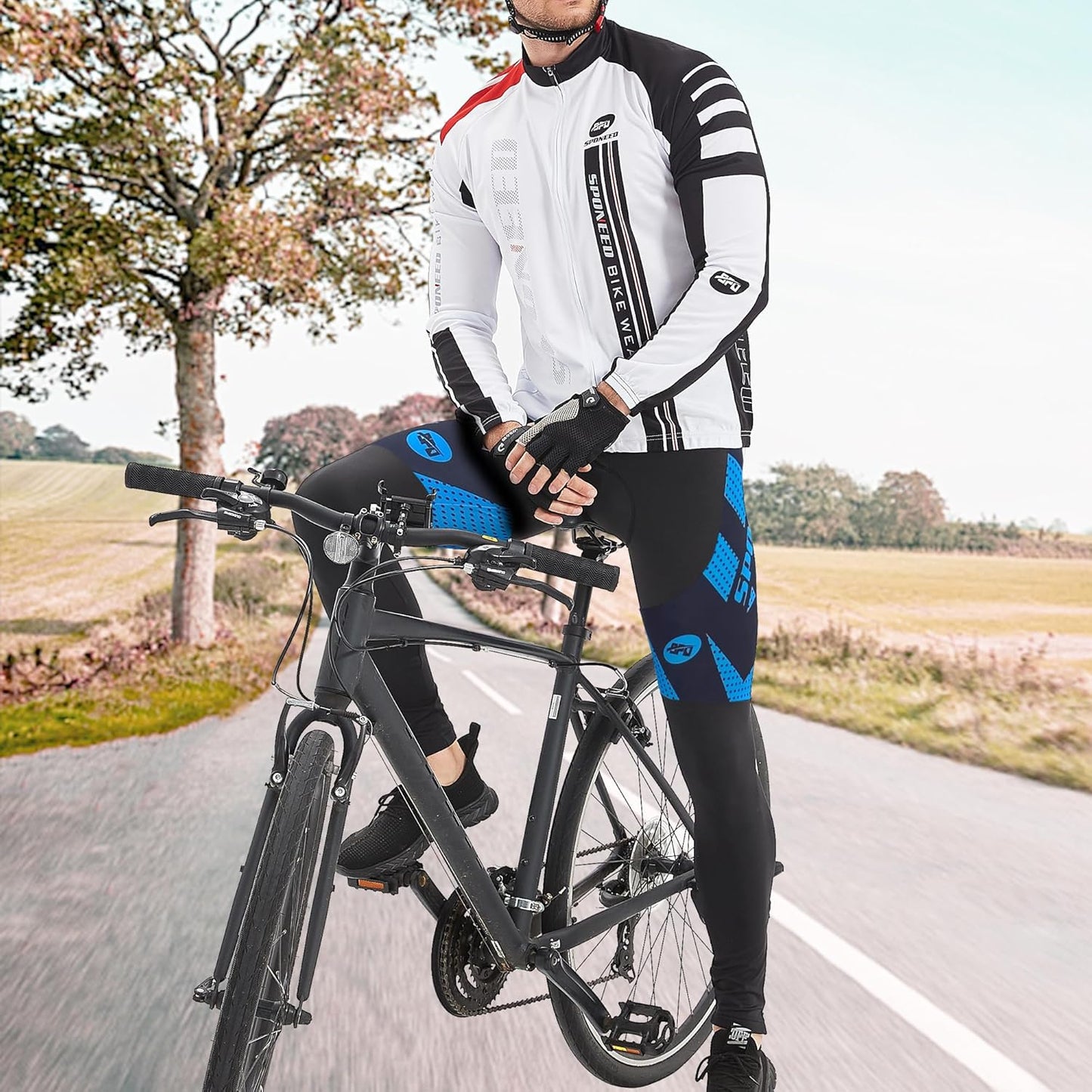 sponeed Men's Bicycle Pants 4D Padded Road Cycling Tights Leggings Outdoor Cyclist Riding Bike Wear