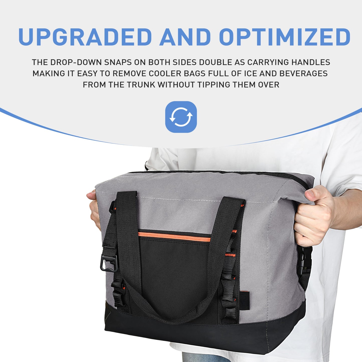 30 Cans Insulated Cooler Bag, Collapsible Leakproof Outdoor Camping Cooler with Zippered, Reusable Portable Grocery Cooler Bags for Travel, Picnic, Camping, Kayaking