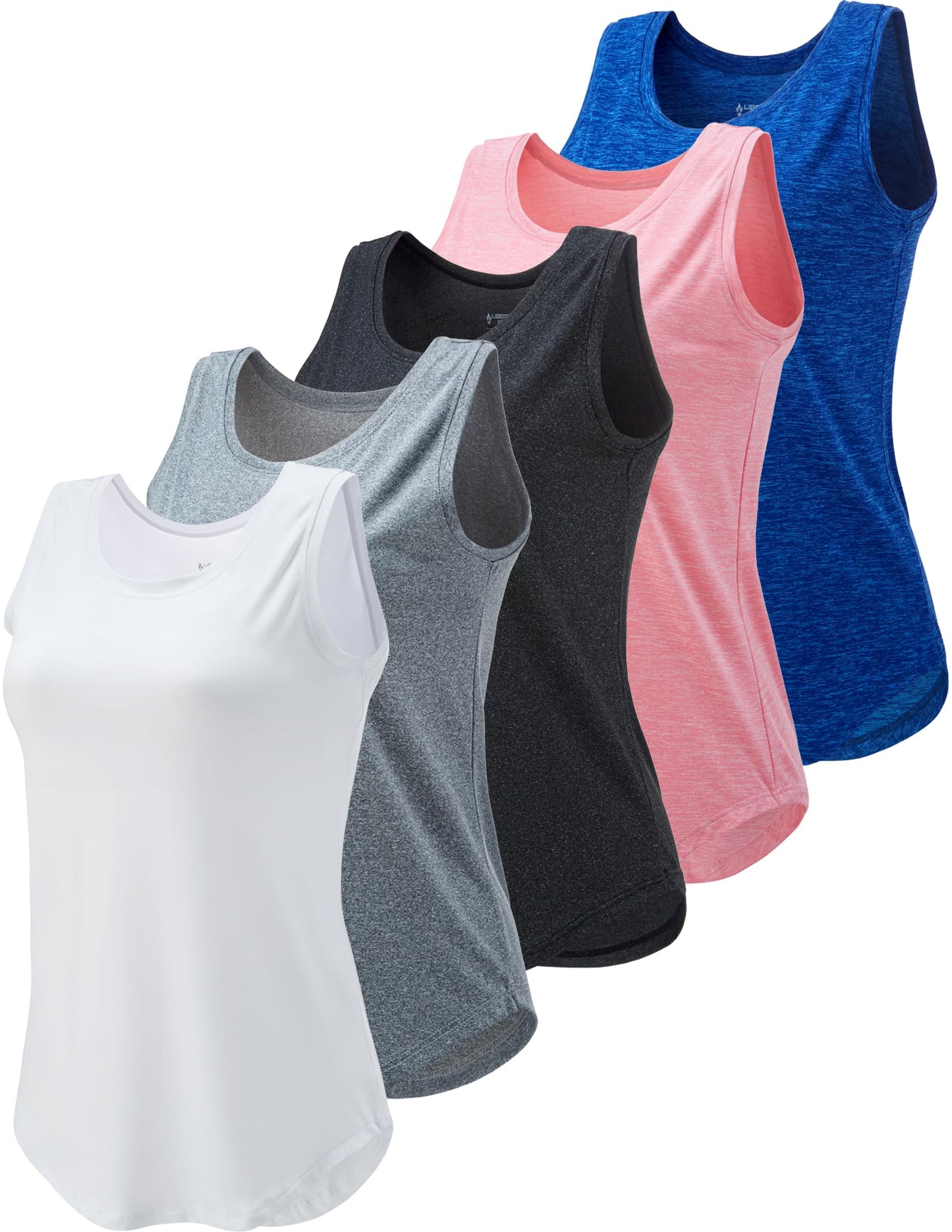 5 Pack Wide Straps Womens Workout Tank Tops, Athletic Sleeveless Shirts for Women, Ladies Exercise Tops for Yoga Tennis (Set 1, X-Large)