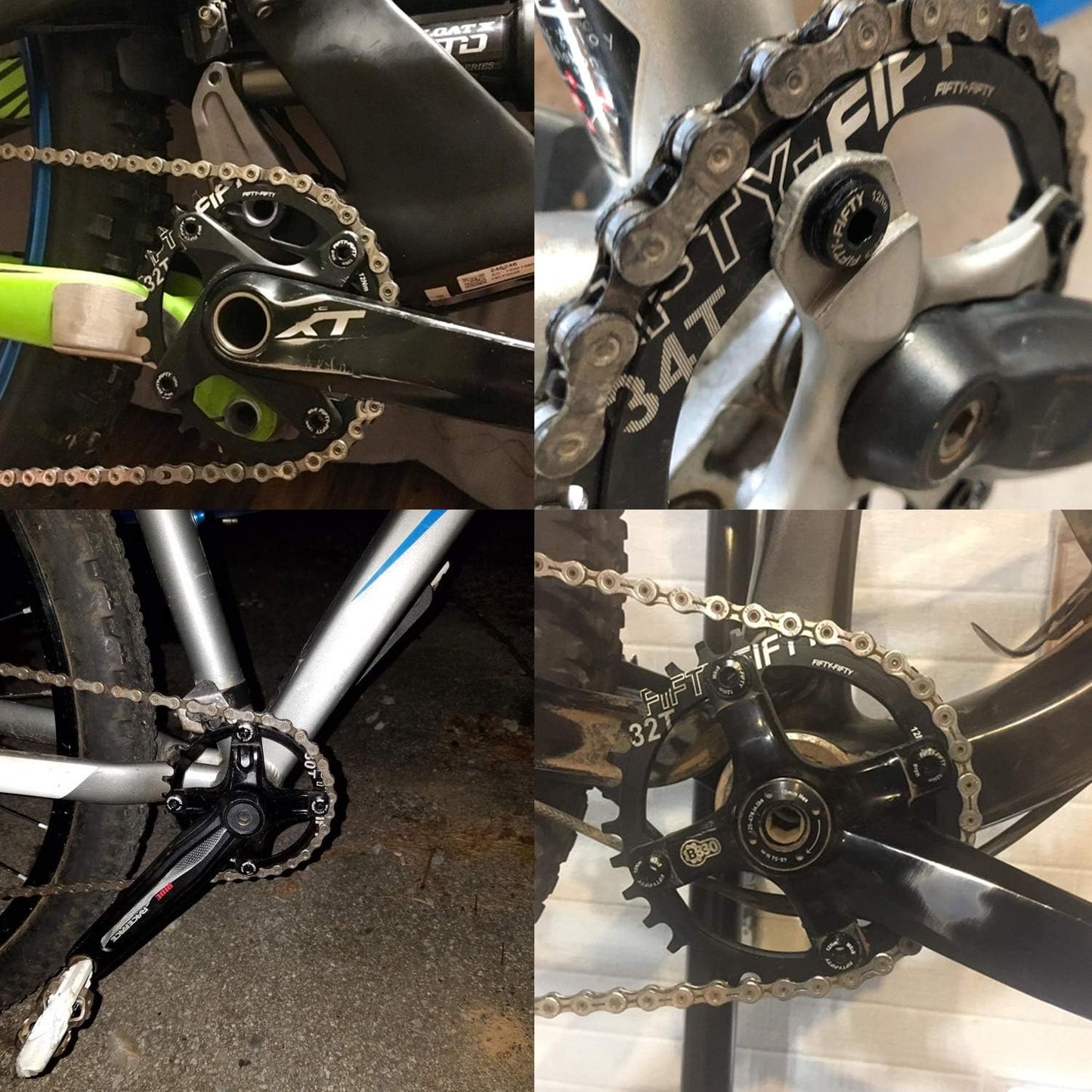 FIFTY-FIFTY 104BCD Narrow Wide Chainring for Mountain Bikes - 30T/32T/34T/36T, 9/10/11-Speed Compatible