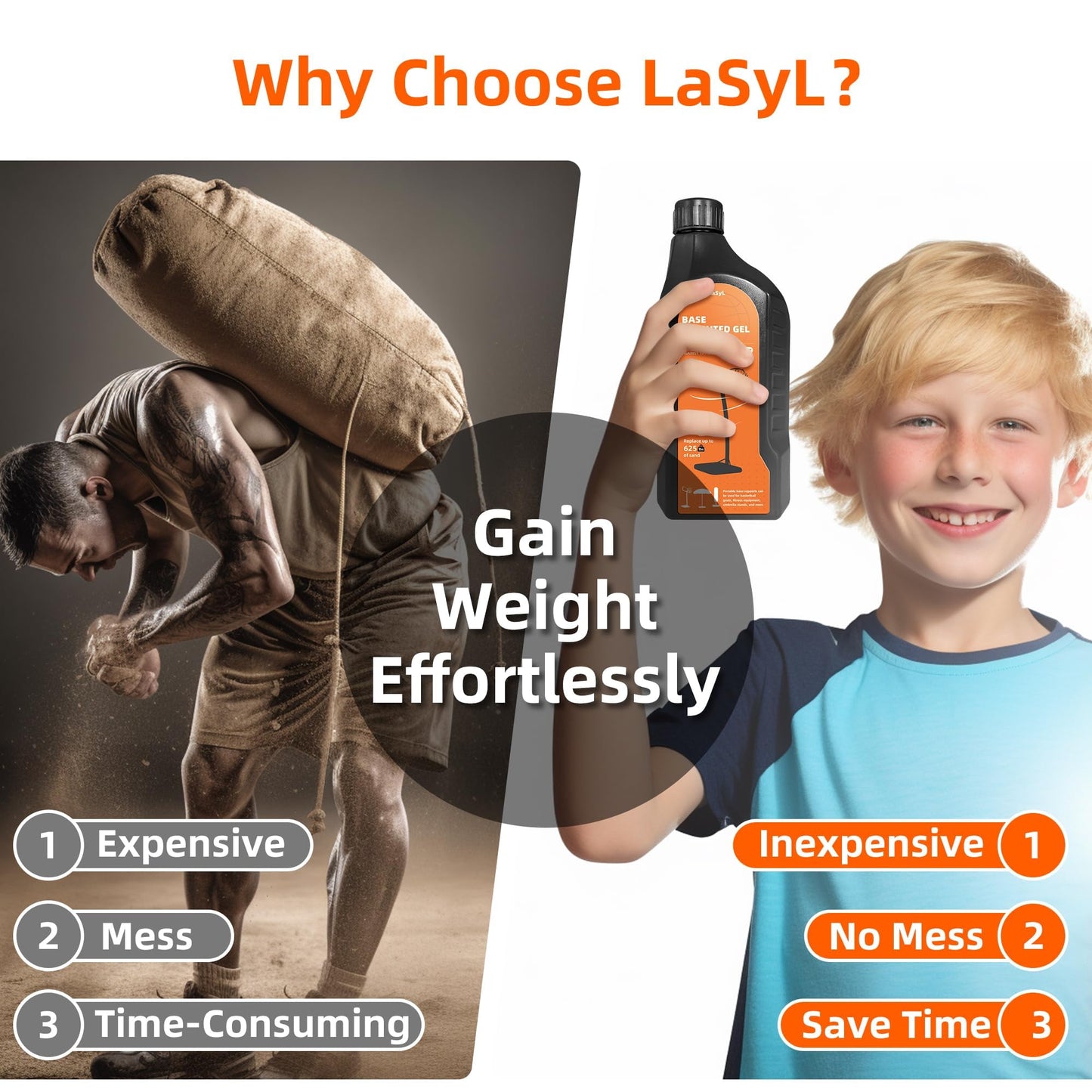 LaSyL Base Weighted Gel (25 Ounces, 2 Pack) - Sand & Sandbag Replacement for Anchoring Portable Basketball Hoops, Outdoor Umbrellas and Volleyball Nets - More Effective Than Water Alone