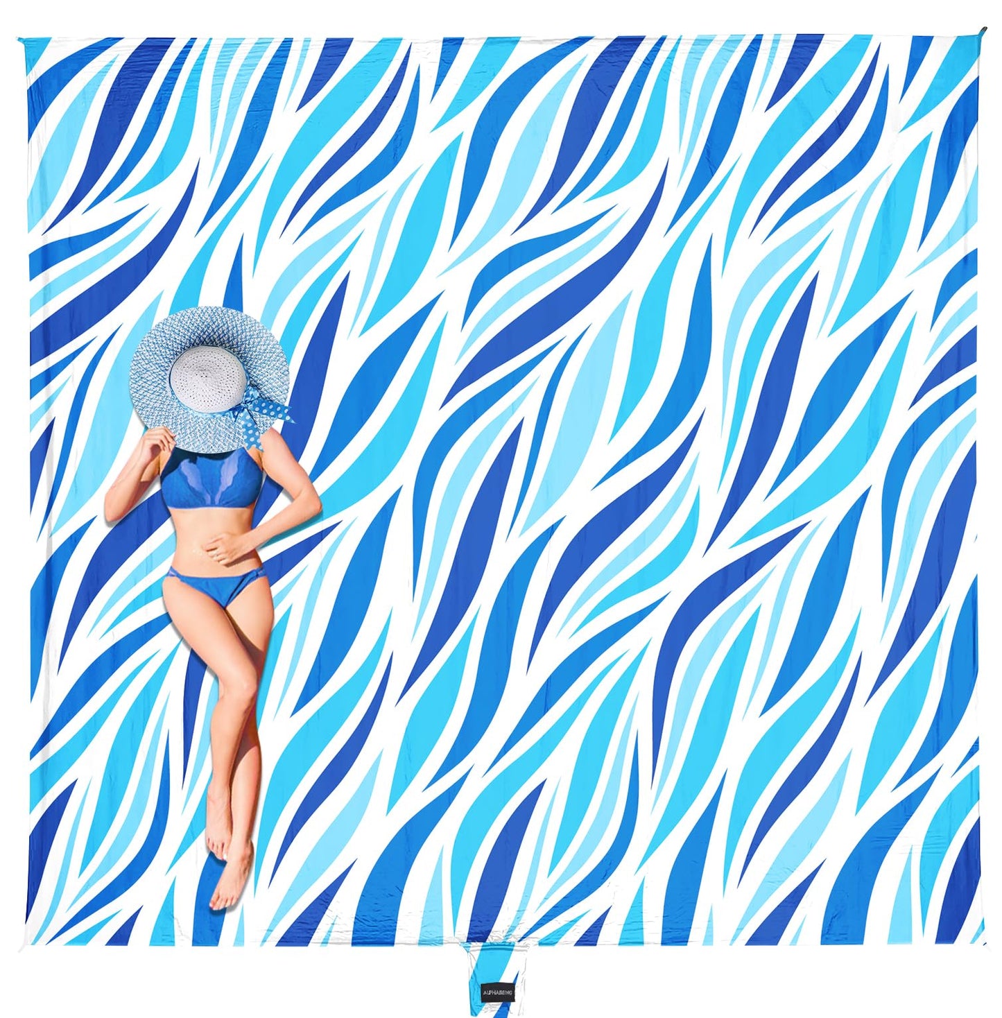 AlphaBeing Large Beach Blanket Waterproof Sandproof, Oversized Sand Free Beach Mat for 1-10 People, Lightweight & Quick Drying Picnic Blanket with 6 Stakes