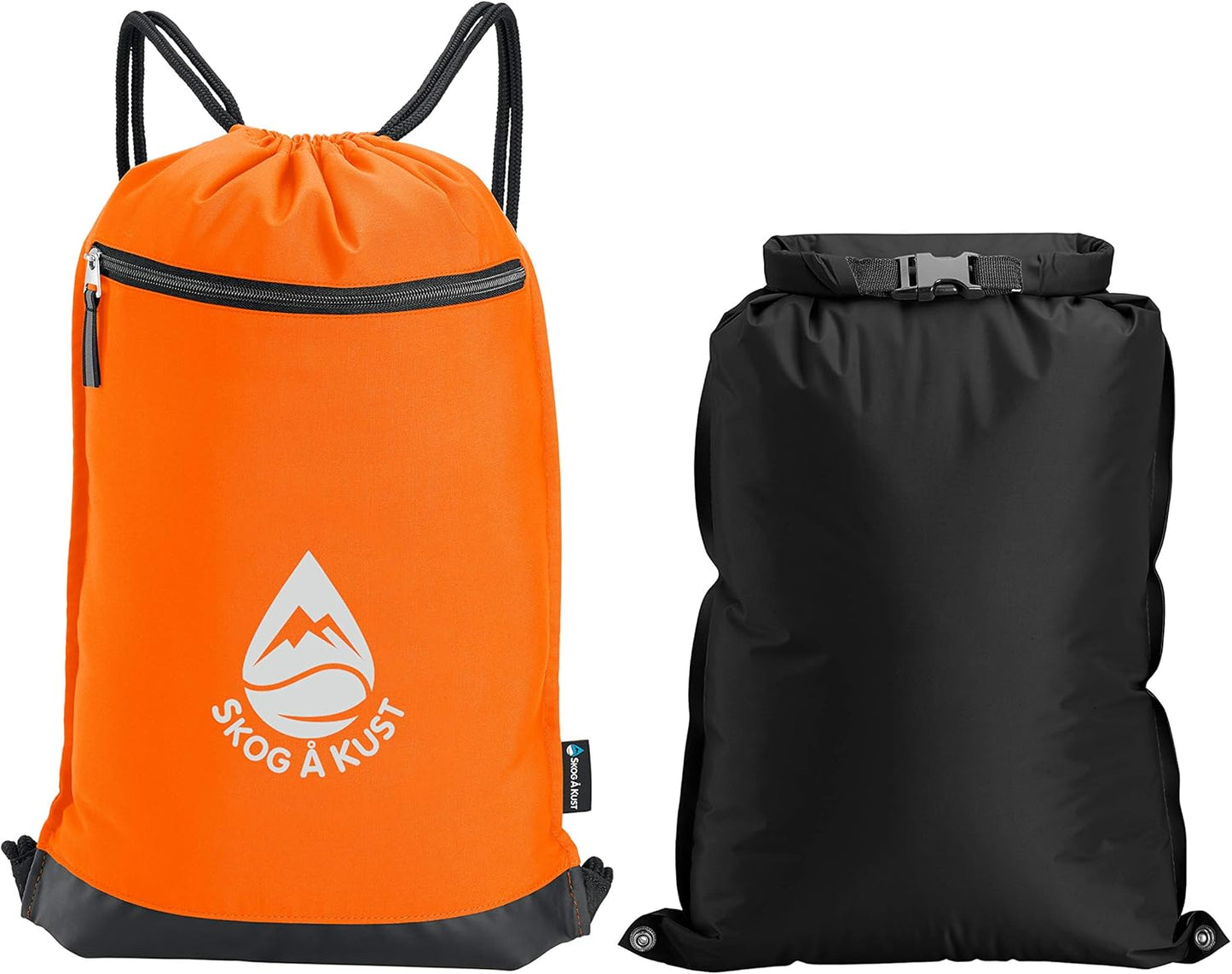 Skog Å Kust GymSak | Patented 2-in-1 Drawstring Cinch Bag with Removable Waterproof Dry Bag | Red