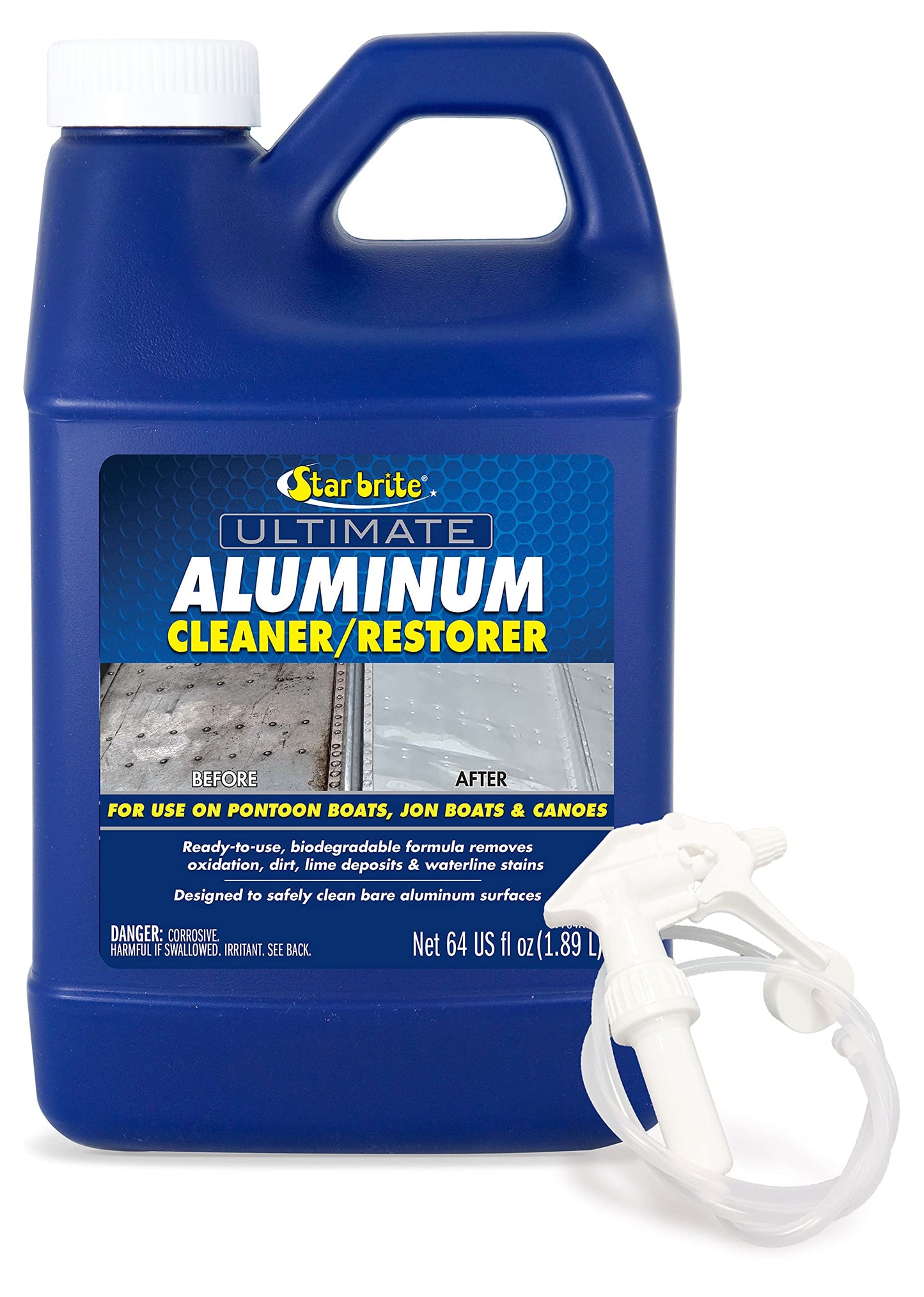 STAR BRITE 87764 Ultimate Aluminum Cleaner & Restorer - Safely Clean Pontoon Boats, Jon Boats & Canoes, 64 oz.
