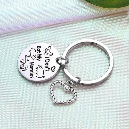 ZQEOU Vegan Gifts Vegetarian Gift Animal Rescue Lovers Keychain Vegetarianism Jewelry Vegan Friends Gift For Best Friend Jewelry Niece Keychain Animal Rescue Gift Animal Lovers Jewelry