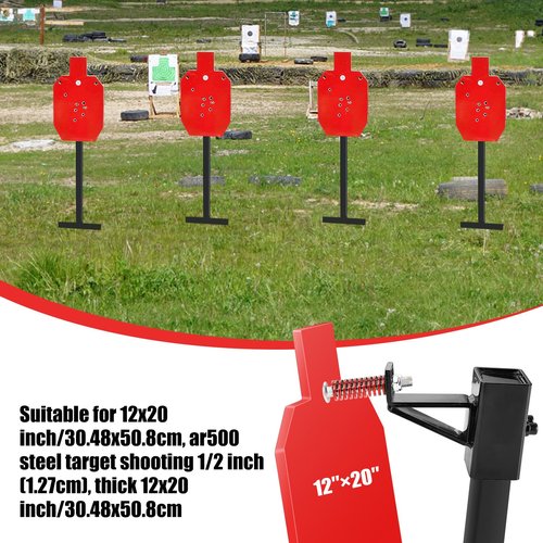 PEUTIER 4pcs Steel Target Hangers, T Post Target Hanger Adjustable Height AR500 Steel Target Stand Shooting Target Stand Base Gong Target Conversion Adapter for Shooting Hunting