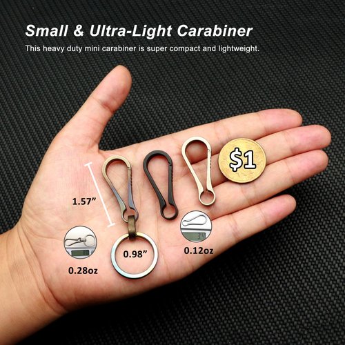 PJYTAC Black Titanium Carabiner Keychain Clip Small Key Clip Quick Release Carabiner Keychain 2PCS