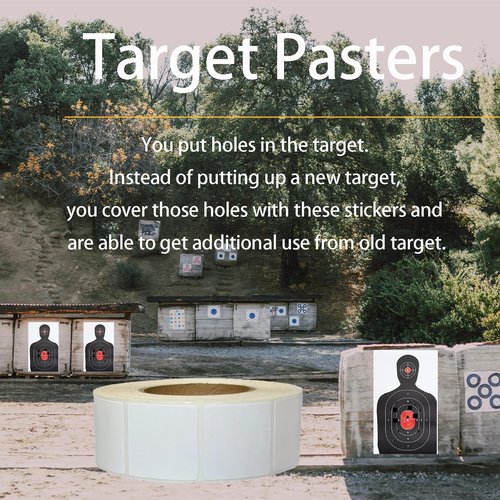Chardime Target Pasters 1 Inch 2 Rolls 2000 Pieces-Target Stickers for Shooting Range，Target Pasters for Shooting(White)
