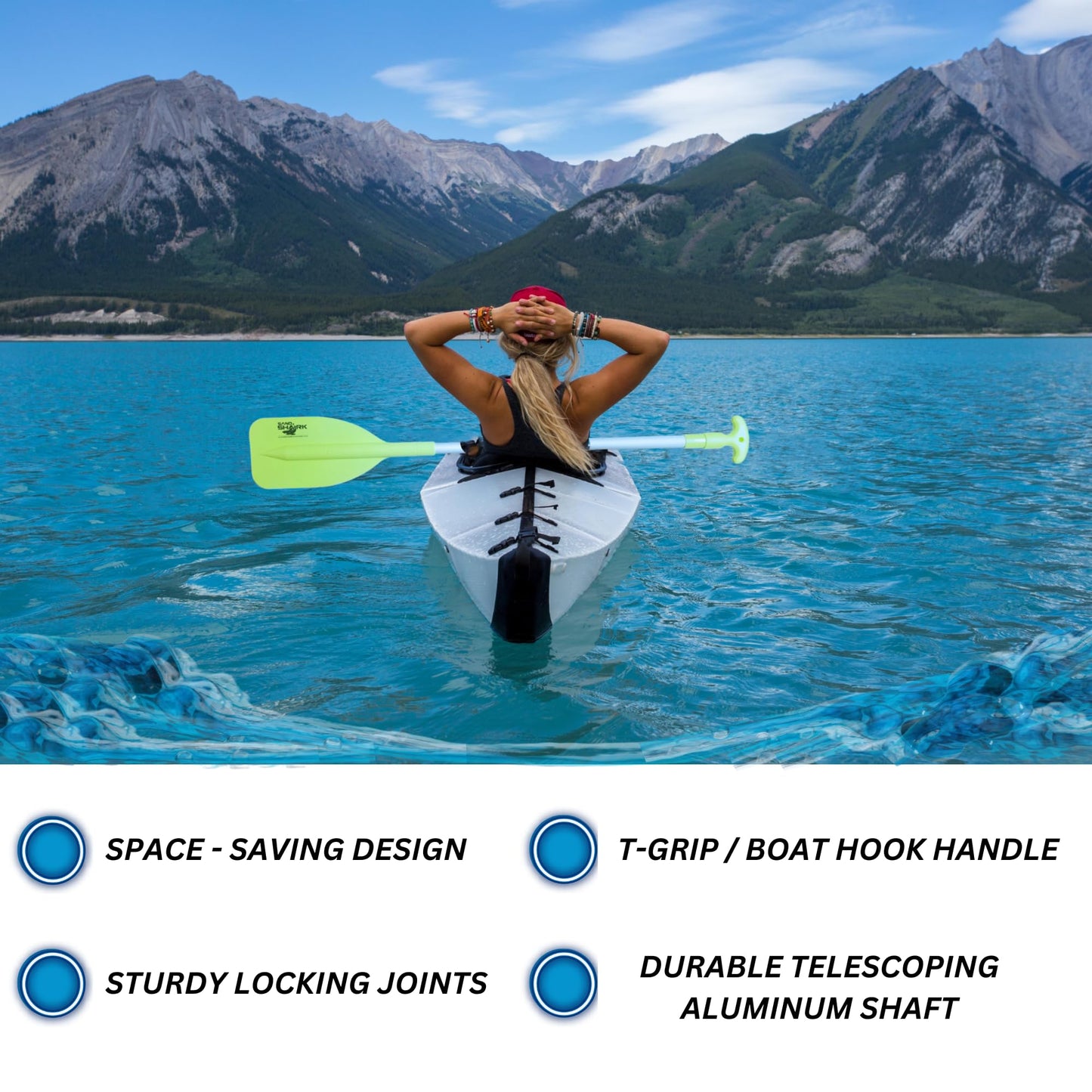 SandShark Premium Telescoping Emergency Boat Paddle-Lightweight Boat Paddles-High Impact Molded Nylon, 22''-42'', Twist Lock, Aluminum Shaft-Boat Oars for Outdoor Adventure, Kayak Ore JetSki & Boating