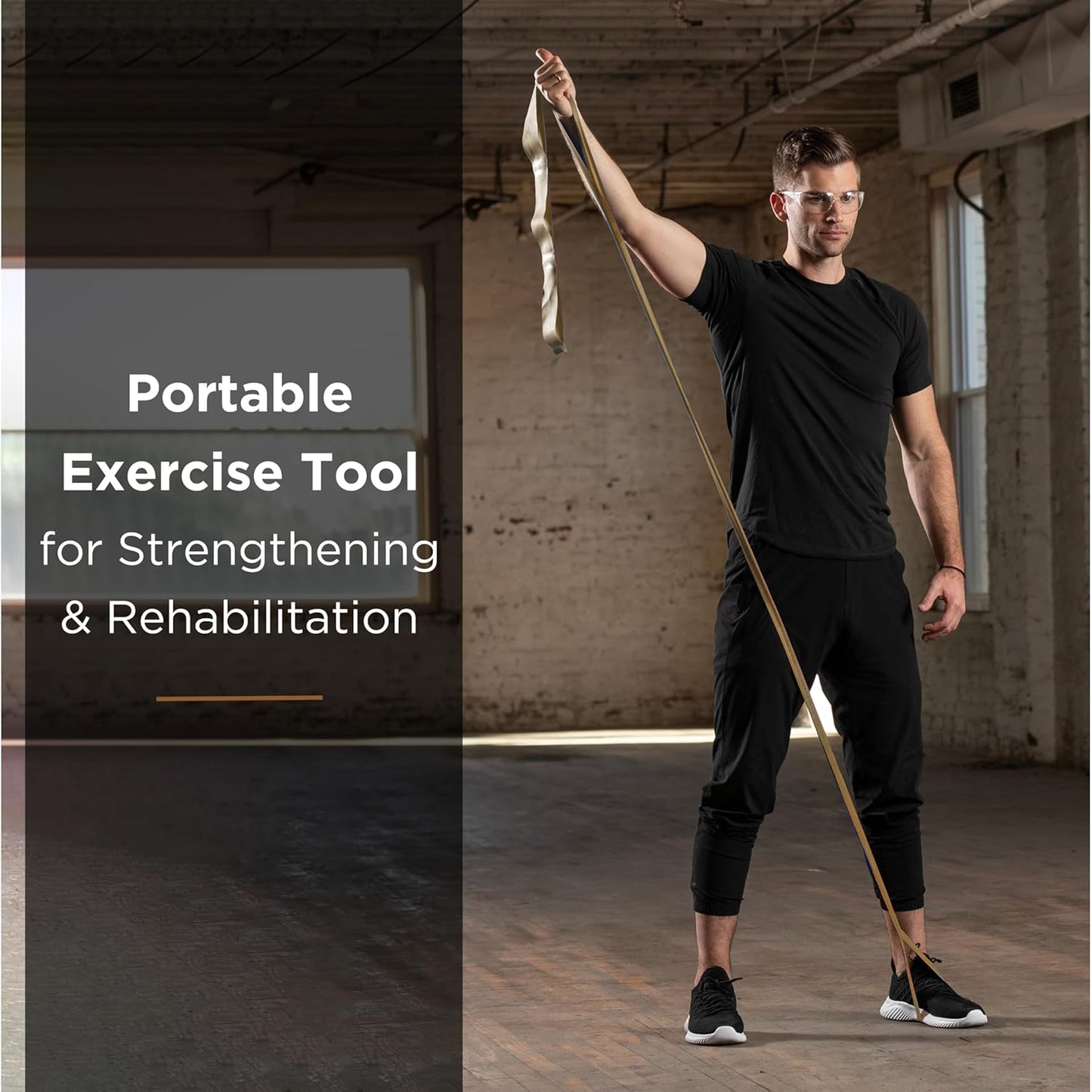 TheraBand CLX Resistance Band with Loops, Fitness Band for Home Exercise and Full Body Workouts, Portable Gym Equipment for Home Training, Gift for Athletes, Individual 5 Foot Band, Gold, Max, Elite