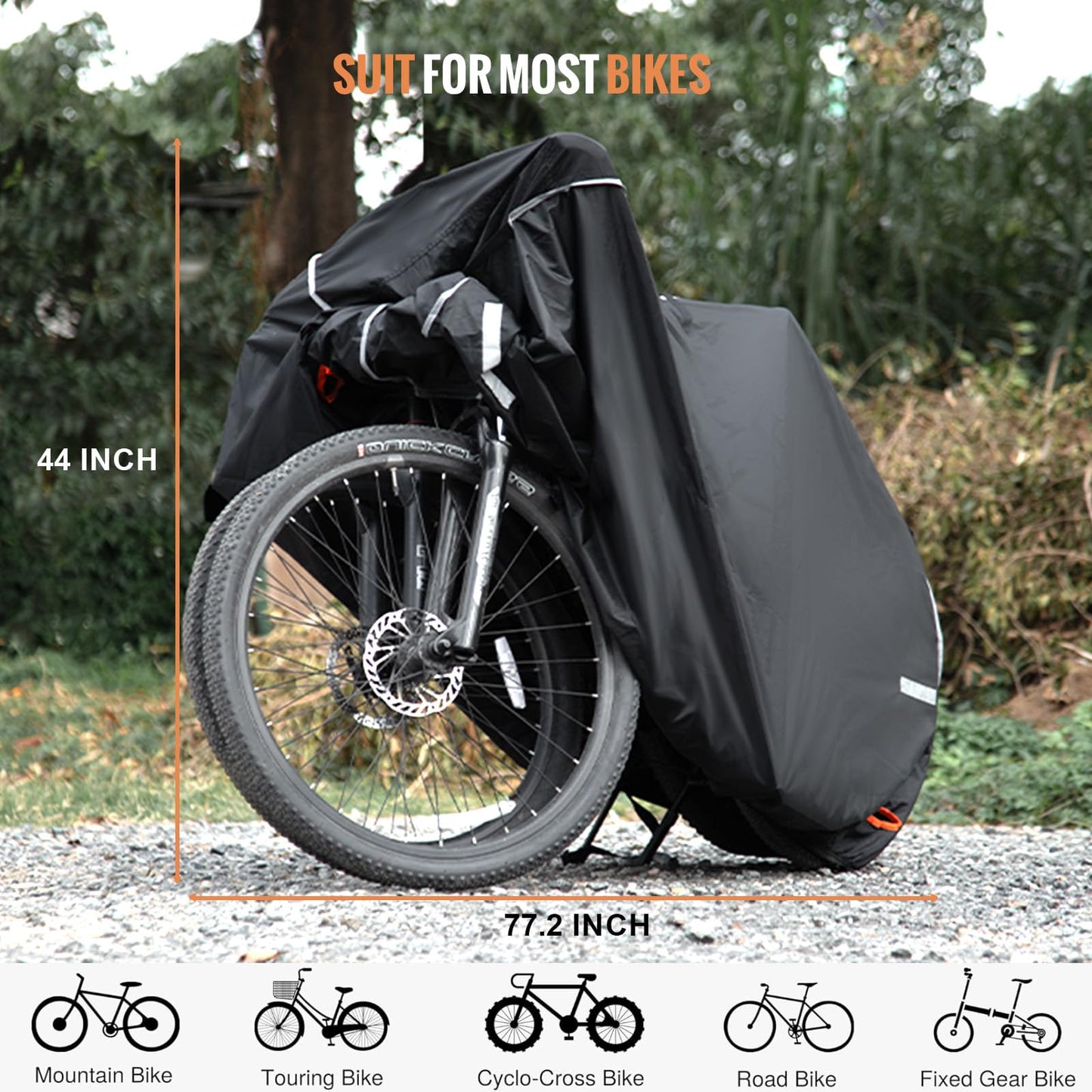 FEIWOOD GEAR Bike Cover for Transport 2 Bikes on Rack, Double Heavy Duty 420D on Handlebar & Pedal, Waterproof Bicycle Cover Outdoor Storage on Rear Bike Rack
