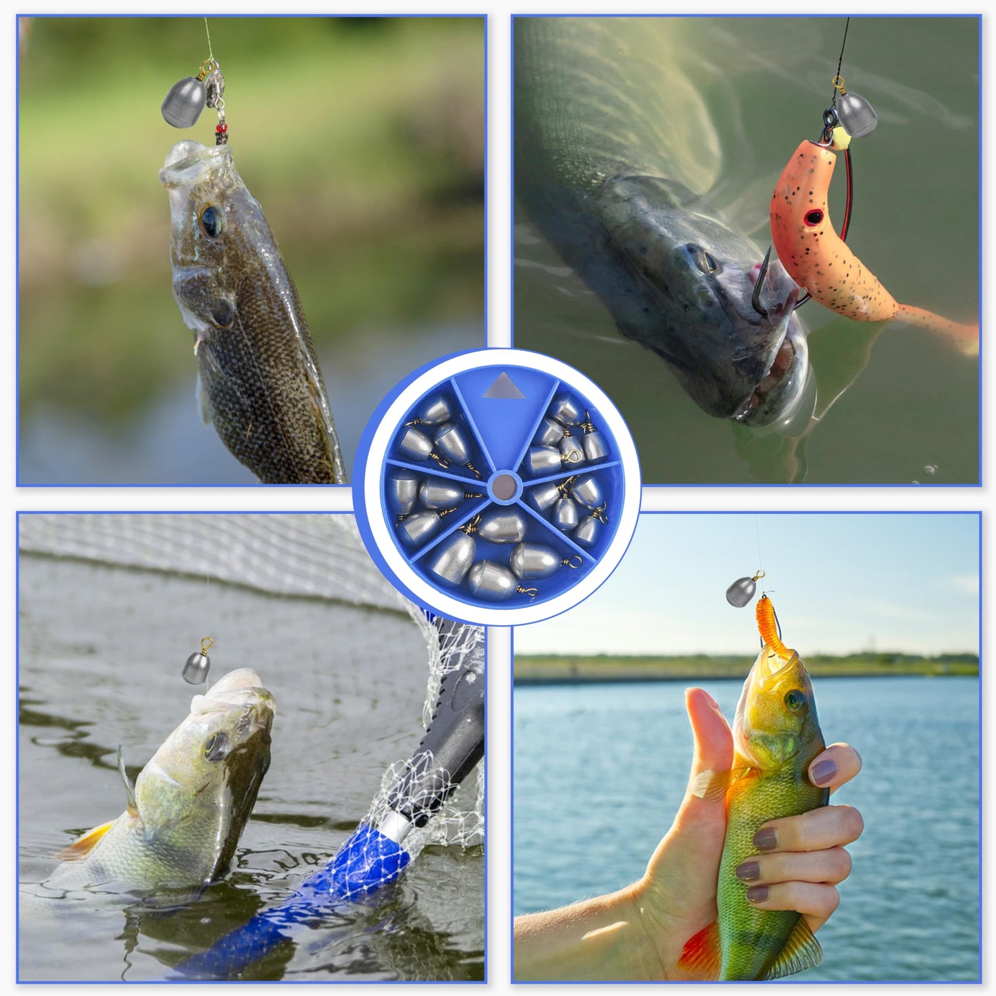 Fishing Weights Sinkers Kit,19/52pcs Bass Casting Sinkers Weights Bell Sinkers Assorted Iron Fishing Weights Drop Catfish Sinkers Weights for Saltwater Freshwater Fishing