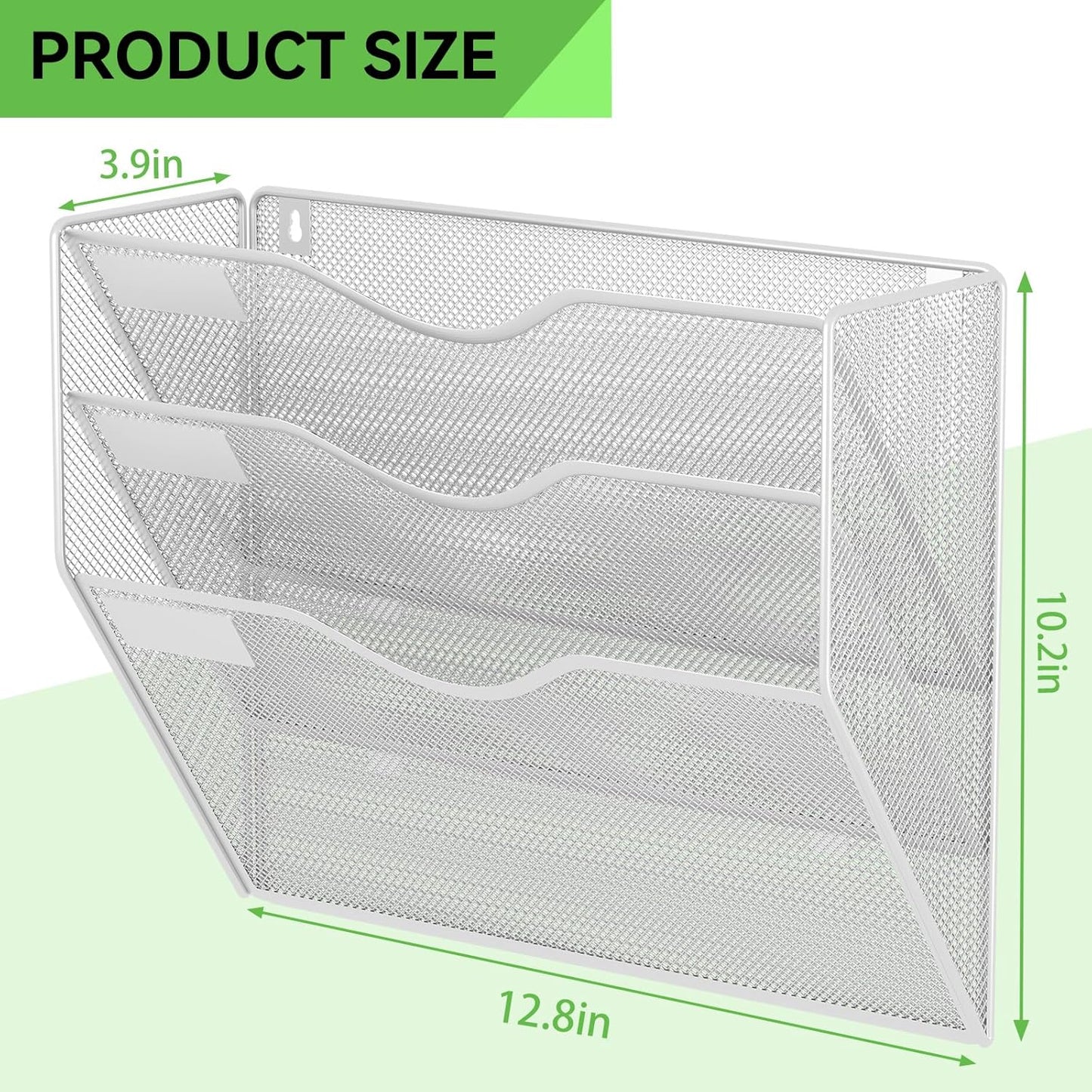 5 Pockets Mesh Hanging Wall File Holder Organizer Wall Mounted Paper Magazine Rack, Black