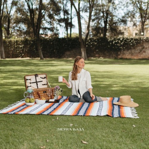 Sierra Baja Mexican Throw - 78'x57', Perfect for Yoga, Outdoors, Heavy & Thick, Orange, 1 Pc