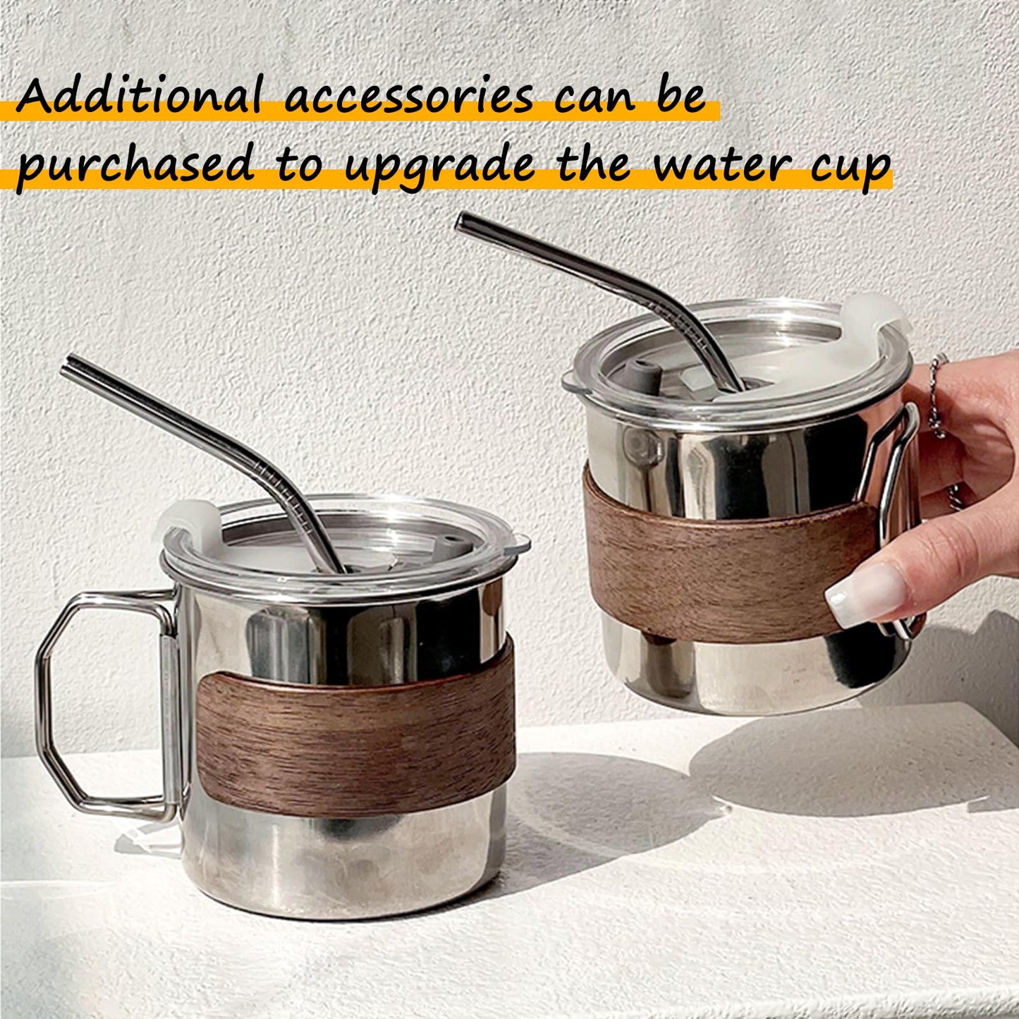 3PCS Camping Kettle Outdoor Campfire Camp Kettle Set with 2 Cups, 1L Stainless Steel camping tea kettle Coffee Pot, Portable Lightweight Teapot, Ideal for Hiking Picnic Travel, Silver