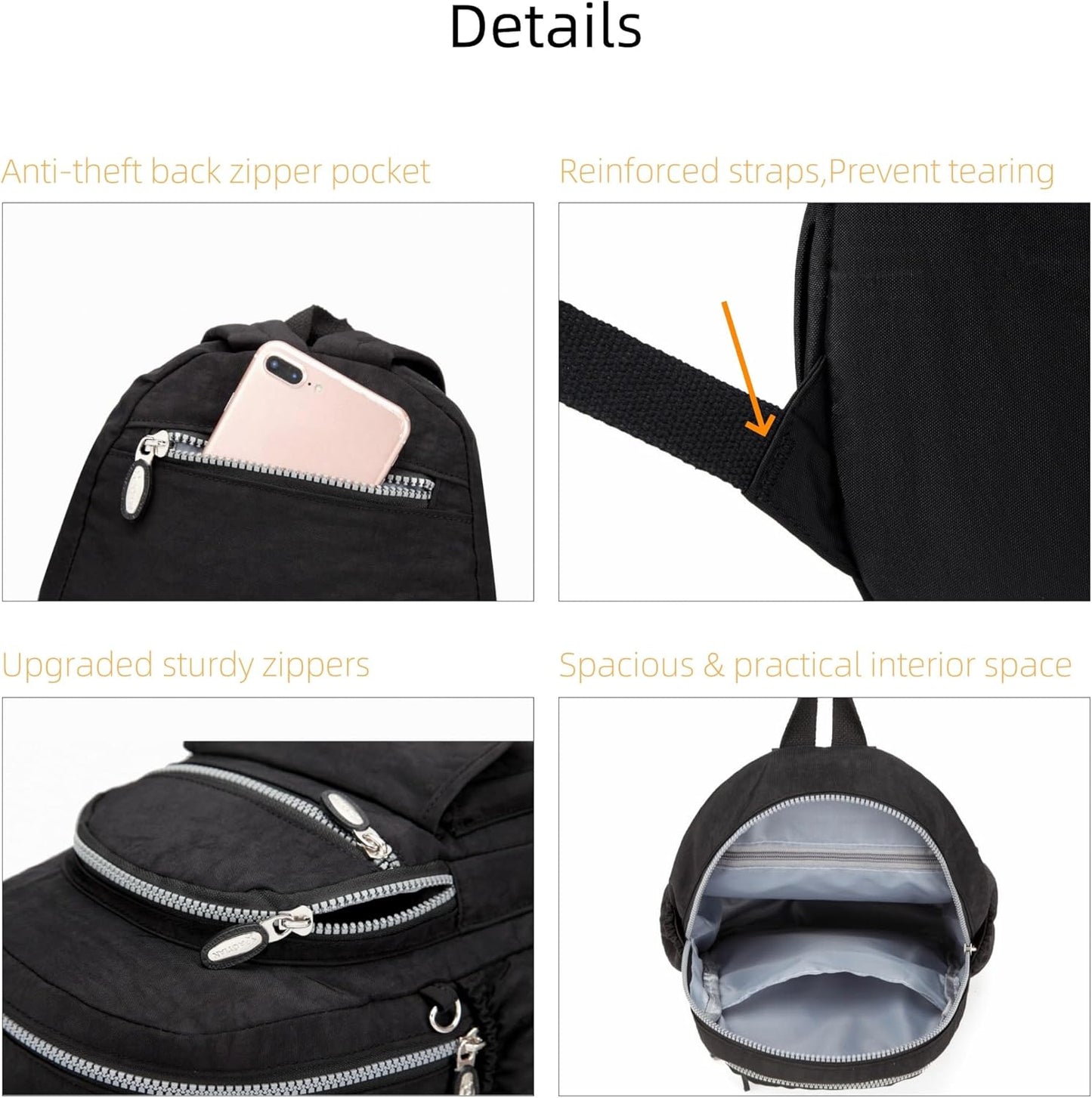 AOTIAN Mini Nylon Women Backpacks Casual Lightweight Small Daypack for Girls